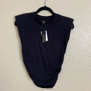 AFRM Black Sleeveless Shoulder Pat Shirt